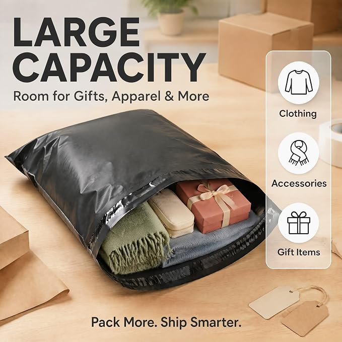 6"x9" Poly Mailers，Black Shipping and Envelope Bags Pack of 25 - Image 5