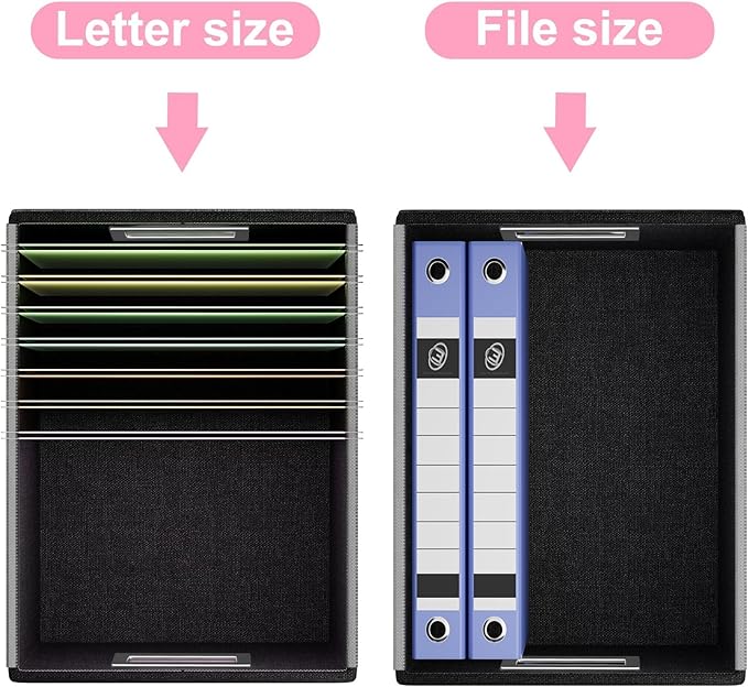 File Organizer Box with Lid, Collapsible Leather File Folder Organizer - Image 3