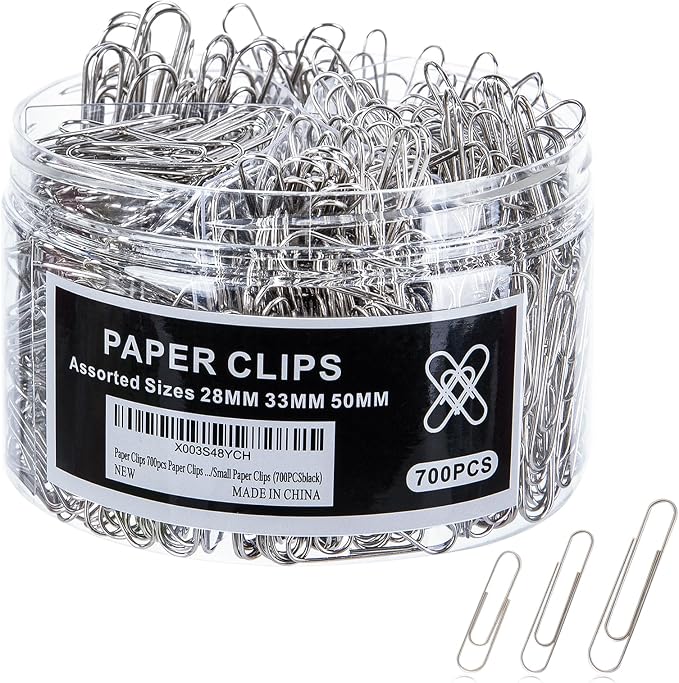 Wakawaga 700pcs Paper Clips Assorted Sizes Large | Assorted 3 Sizes Sturdy - Image 7