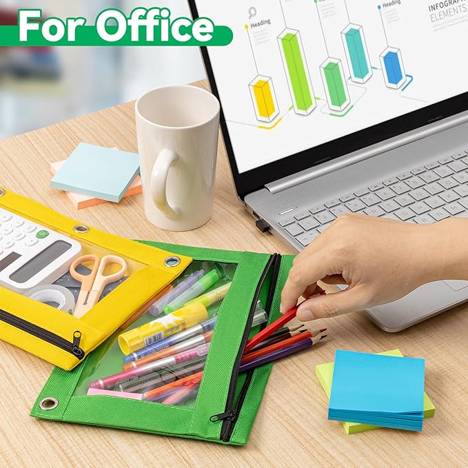 Pencil Pouch for 3 Ring Binder, Bulk 24 Pack 3-Holes Zipper Pencil Pouches in - Image 7