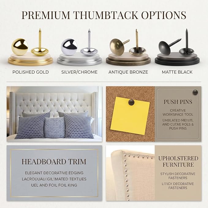 Premium Brozen Thumb Tacks, Extra Long Push Pins - Image 4