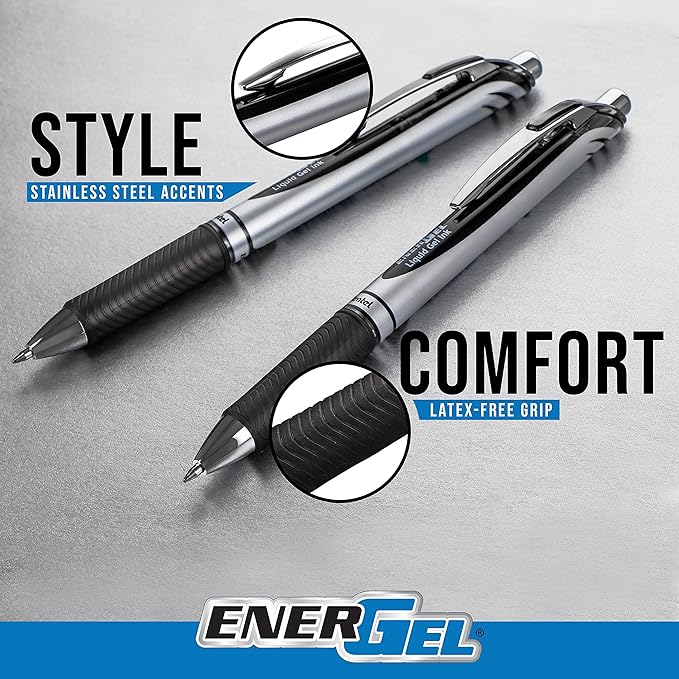 Pentel EnerGel Deluxe RTX Retractable Liquid Gel Pen, Medium Line, Metal Tip - Image 5