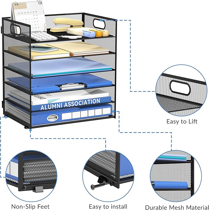 Daltack 6 Tier Paper Organizer for Desk, Paper Letter Tray Organizer for Desks - Image 4