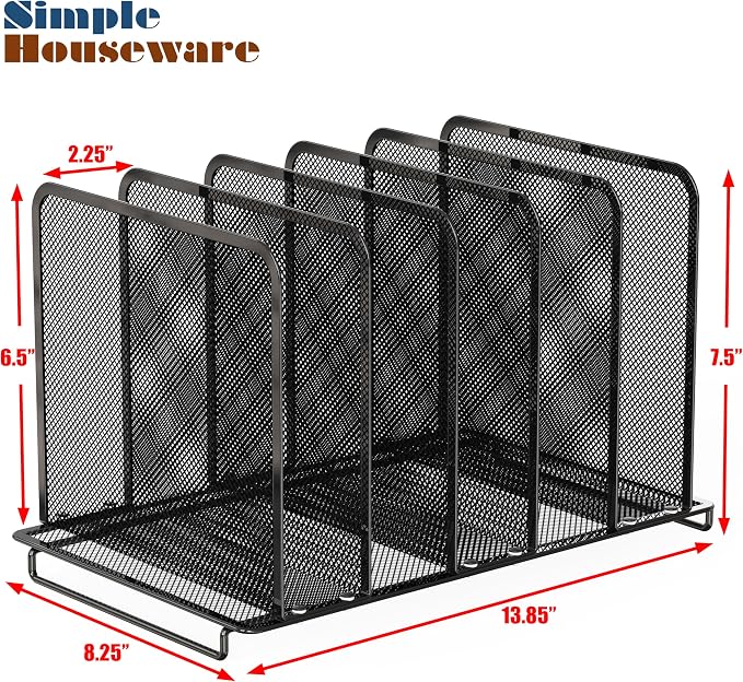 Simple Houseware 5 Section Upright File Sorter Organizer - Image 6