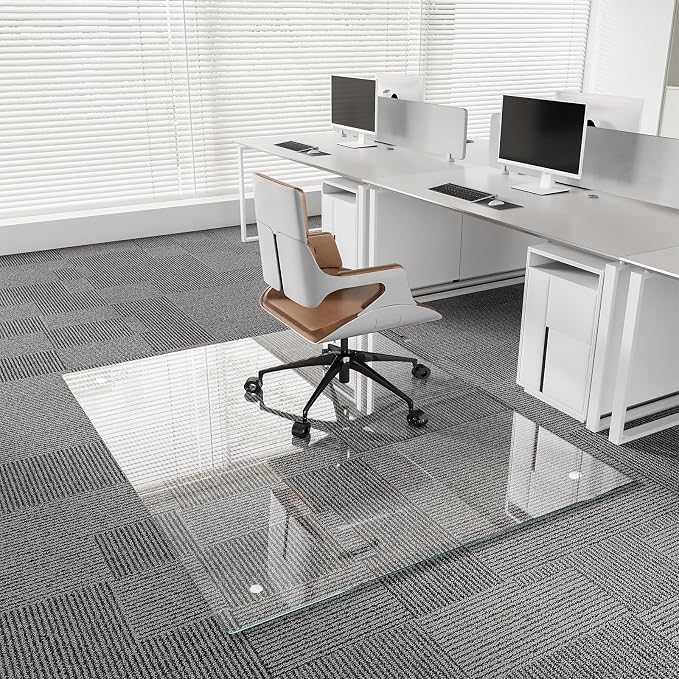 Koonmi Chair Mat for Carpet, Tempered Glass 45"x53" Office Chair Mat, Glass - Image 8