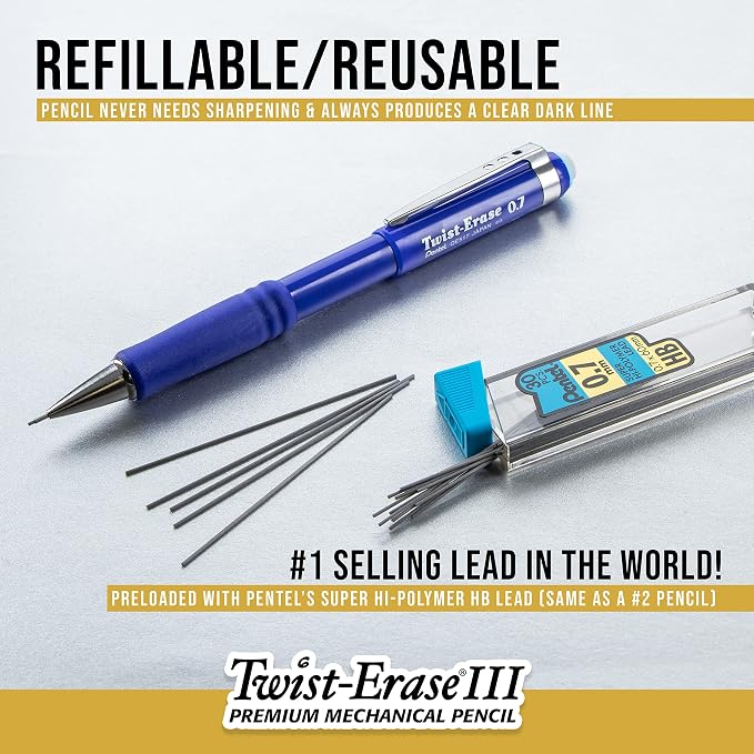 Pentel Twist-Erase III Mechanical Pencil, Medium Line, - Image 3