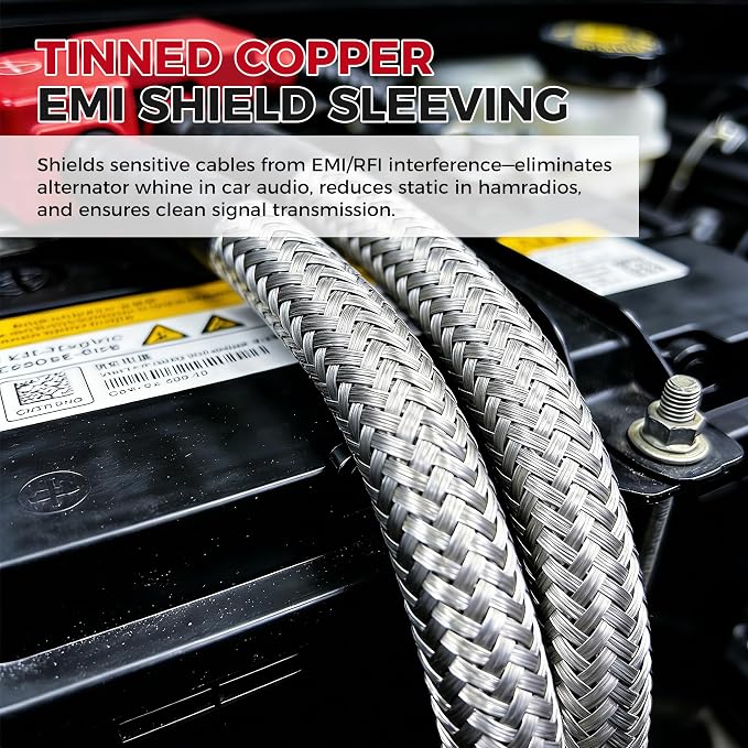 5/16" Wide Tinned Copper Braided Metal Wire Shielding Sleeve Ground Strap - Image 6